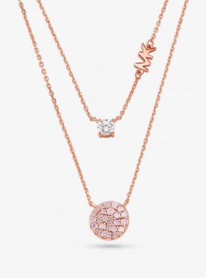 Michael Kors 14K Rose Gold-Plated Sterling Silver Pavé Disc Layering Rose Gold | SN-MK27802