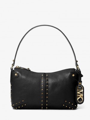 Michael Kors Astor Large Studded Leather Black | SN-MK27000