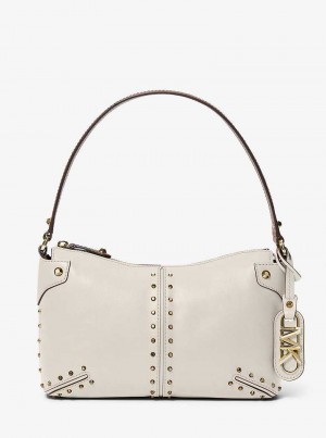 Michael Kors Astor Large Studded Leather Lt Cream | SN-MK27002