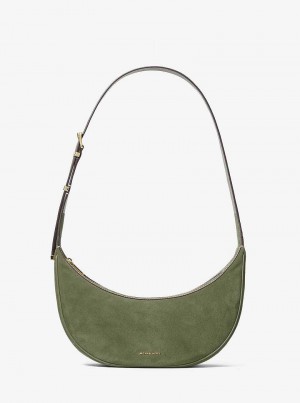 Michael Kors Avra Medium Suede Smokey Olive | SN-MK27255