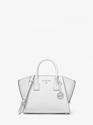 Michael Kors Avril Small Leather Top-Zip Optic White | SN-MK27338