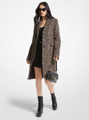 Michael Kors Brushed Leopard Jacquard Dark Camel/Black | SN-MK26638