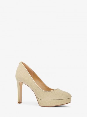 Michael Kors Chantal Glitter Chain-Mesh Platform Pale Gold | SN-MK27654