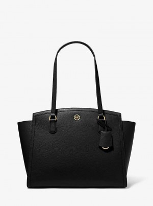 Michael Kors Chantal Large Pebbled Leather Black | SN-MK26854