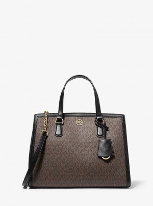 Michael Kors Chantal Medium Logo Brown/Blk | SN-MK27358