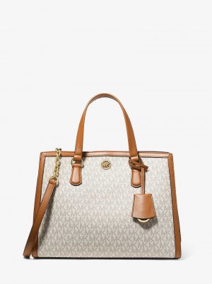 Michael Kors Chantal Medium Logo Vanilla/Acorn | SN-MK27356