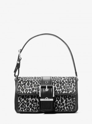 Michael Kors Colby Medium Leopard Print Calf Hair Black Combo | SN-MK26960