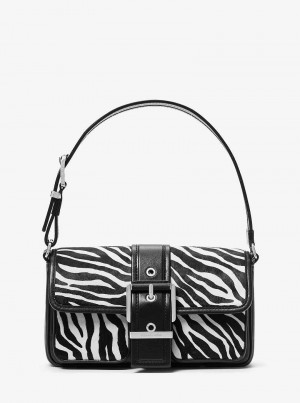 Michael Kors Colby Medium Zebra Print Calf Hair Black Combo | SN-MK26966