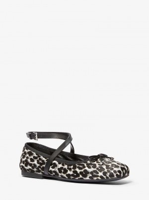 Michael Kors Collette Leopard Print Calf Hair Black Combo | SN-MK27659