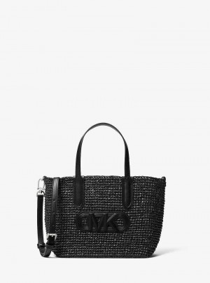 Michael Kors Eliza Extra-Small Empire Logo Straw Black/Black | SN-MK26817