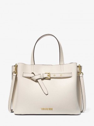 Michael Kors Emilia Large Pebbled Leather Lt Cream | SN-MK26875