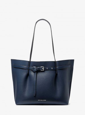 Michael Kors Emilia Large Pebbled Leather Navy | SN-MK26876