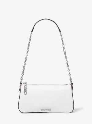 Michael Kors Empire Medium Leather Chain-Link Optic White | SN-MK26982