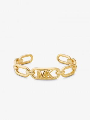 Michael Kors Empire Precious Metal-Plated Brass Chain-Link Cuff Gold | SN-MK27718