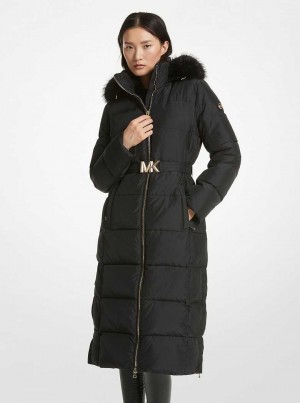 Michael Kors Faux Fur Trim Quilted Black | SN-MK26611