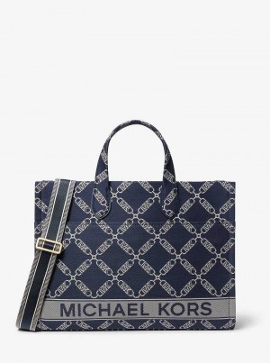 Michael Kors Gigi Large Empire Logo Jacquard Navy Multi | SN-MK26799