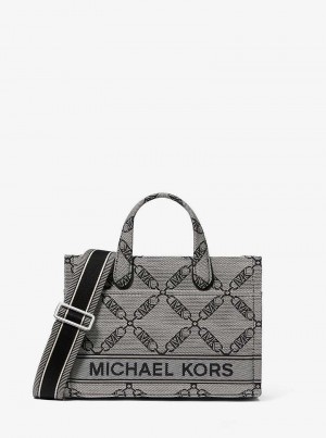 Michael Kors Gigi Small Empire Logo Jacquard Natural/Black | SN-MK26867