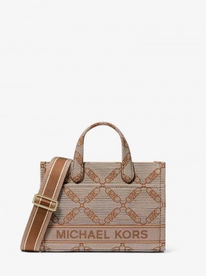 Michael Kors Gigi Small Empire Logo Jacquard Natural/Luggage | SN-MK27291