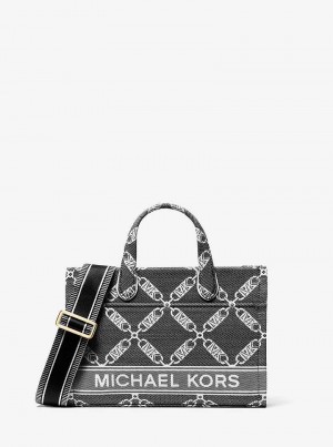 Michael Kors Gigi Small Empire Logo Jacquard Black/White | SN-MK27296