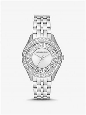 Michael Kors Harlowe Pavé Silver-Tone Watch Silver | SN-MK28440