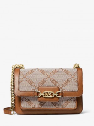 Michael Kors Heather Large Empire Logo Jacquard Natural/Luggage | SN-MK27040