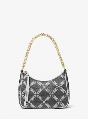 Michael Kors Jet Set Charm Small Empire Logo Jacquard Black/White | SN-MK26985