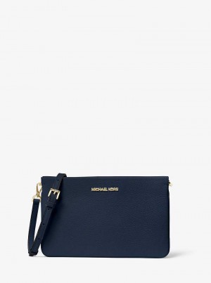 Michael Kors Jet Set Large Pebbled Leather Navy | SN-MK27115