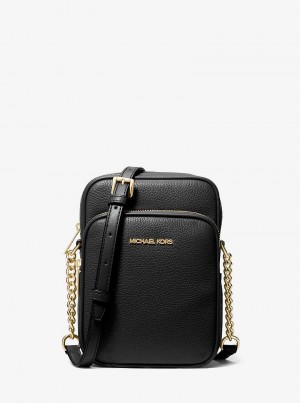 Michael Kors Jet Set Travel Medium Pebbled Leather Black | SN-MK27260