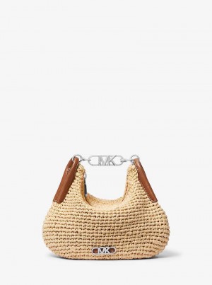 Michael Kors Kendall Small Straw Natural/Luggage | SN-MK27102