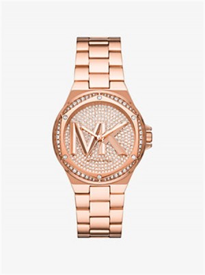 Michael Kors Lennox Pavé Logo Rose Gold-Tone Watch Rose Gold | SN-MK28414