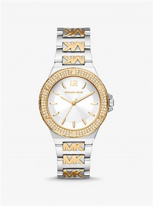 Michael Kors Lennox Pavé Two-Tone Logo Watch Tortoise | SN-MK28343