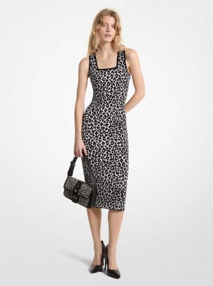 Michael Kors Leopard Jacquard Knit Aluminum | SN-MK26650