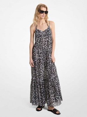 Michael Kors Leopard Logo Cotton Tiered Aluminum | SN-MK26649