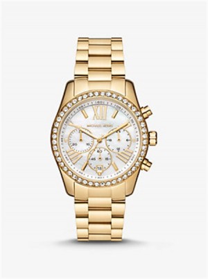 Michael Kors Lexington Pavé Gold-Tone Watch Gold | SN-MK28403