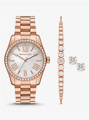 Michael Kors Lexington Pavé Rose Gold-Tone Watch and Jewelry Rose Gold | SN-MK28331