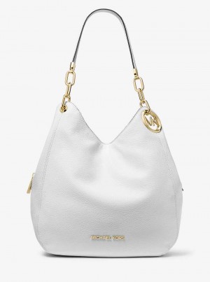 Michael Kors Lillie Large Pebbled Leather Optic White | SN-MK27097