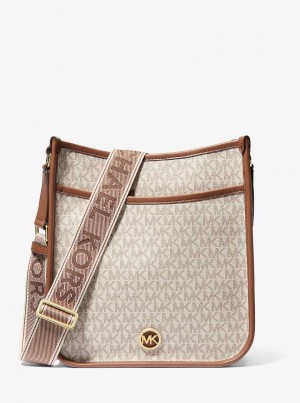 Michael Kors Luisa Large Signature Logo Vanilla/Luggage | SN-MK27224