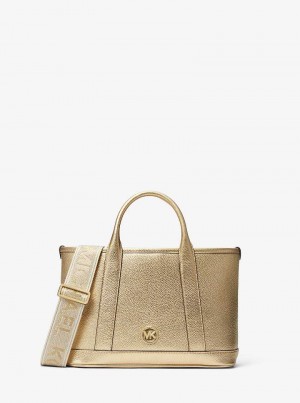 Michael Kors Luisa Small Metallic Leather Pale Gold | SN-MK27343