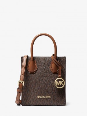 Michael Kors Mercer Extra-Small Logo and Leather Brown | SN-MK27150