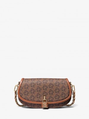 Michael Kors Mila Small Empire Signature Logo Brown/Luggage | SN-MK27076