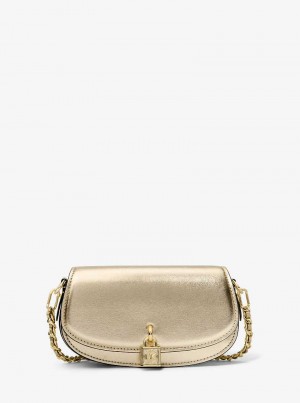 Michael Kors Mila Small Metallic Leather Pale Gold | SN-MK27053