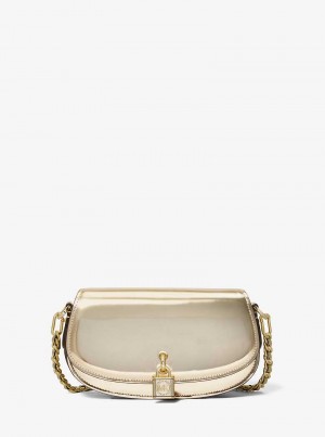 Michael Kors Mila Small Metallic Leather Pale Gold | SN-MK27067