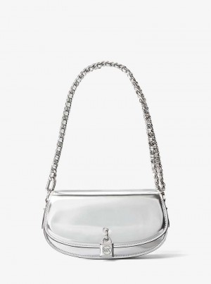 Michael Kors Mila Small Metallic Leather Silver | SN-MK27104