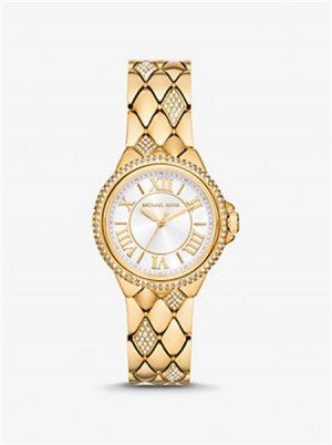 Michael Kors Mini Camille Pavé Gold-Tone Watch Gold | SN-MK28405