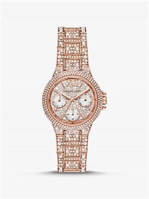 Michael Kors Mini Camille Pavé Rose Gold-Tone Watch Rose Gold | SN-MK28397