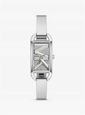 Michael Kors Mini Empire Pavé Silver-Tone Bangle Watch Silver | SN-MK28306