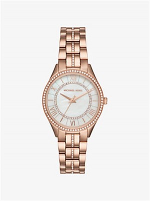 Michael Kors Mini Lauryn Pavé Rose Gold-Tone Watch Rose Gold | SN-MK28438