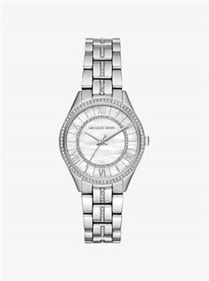 Michael Kors Mini Lauryn Pavé Silver-Tone Watch Silver | SN-MK28408