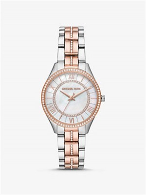 Michael Kors Mini Lauryn Pavé Two-Tone Watch Two Tone | SN-MK28369