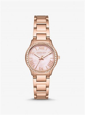 Michael Kors Mini Sage Pavé Rose Gold-Tone Watch Rose Gold | SN-MK28373